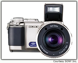 Uma c�mera digital de 5 megapixels da SONY com lente de 5x
